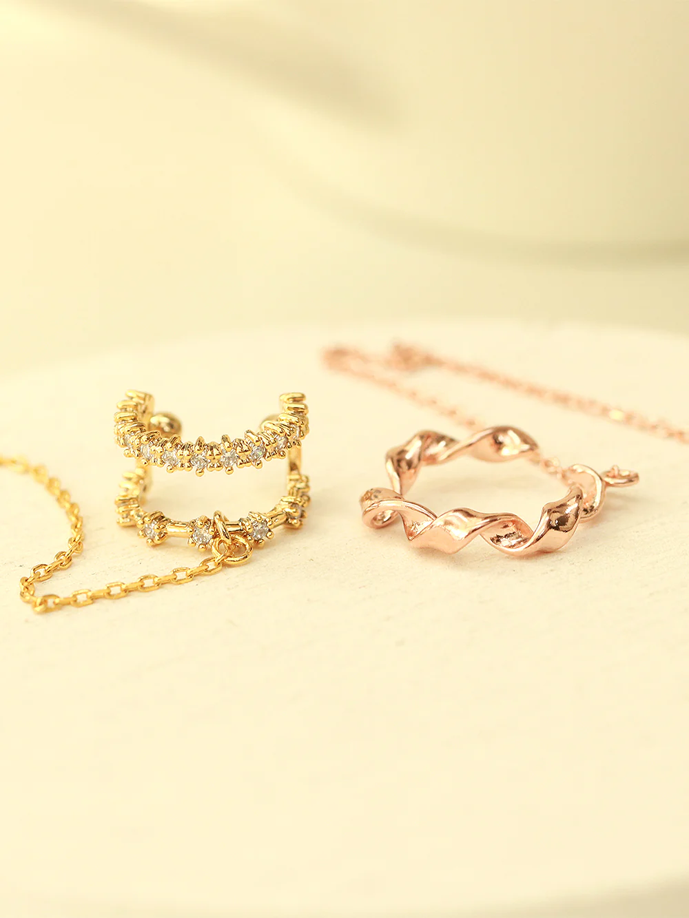 925 Silver Long Chain Cubic Ear Cuff