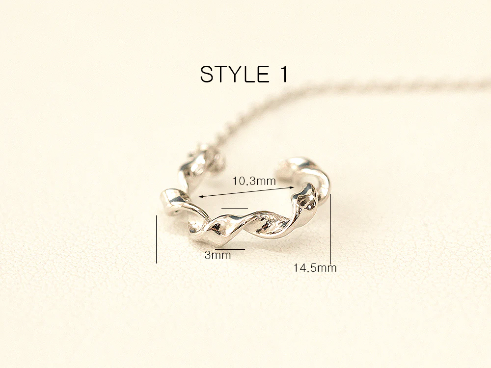 925 Silver Long Chain Cubic Ear Cuff - Image 10