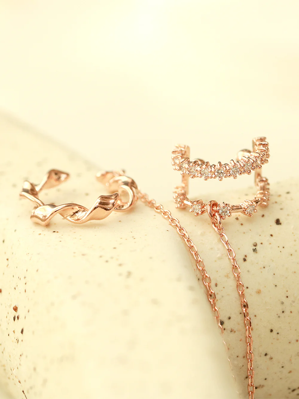 925 Silver Long Chain Cubic Ear Cuff - Image 7