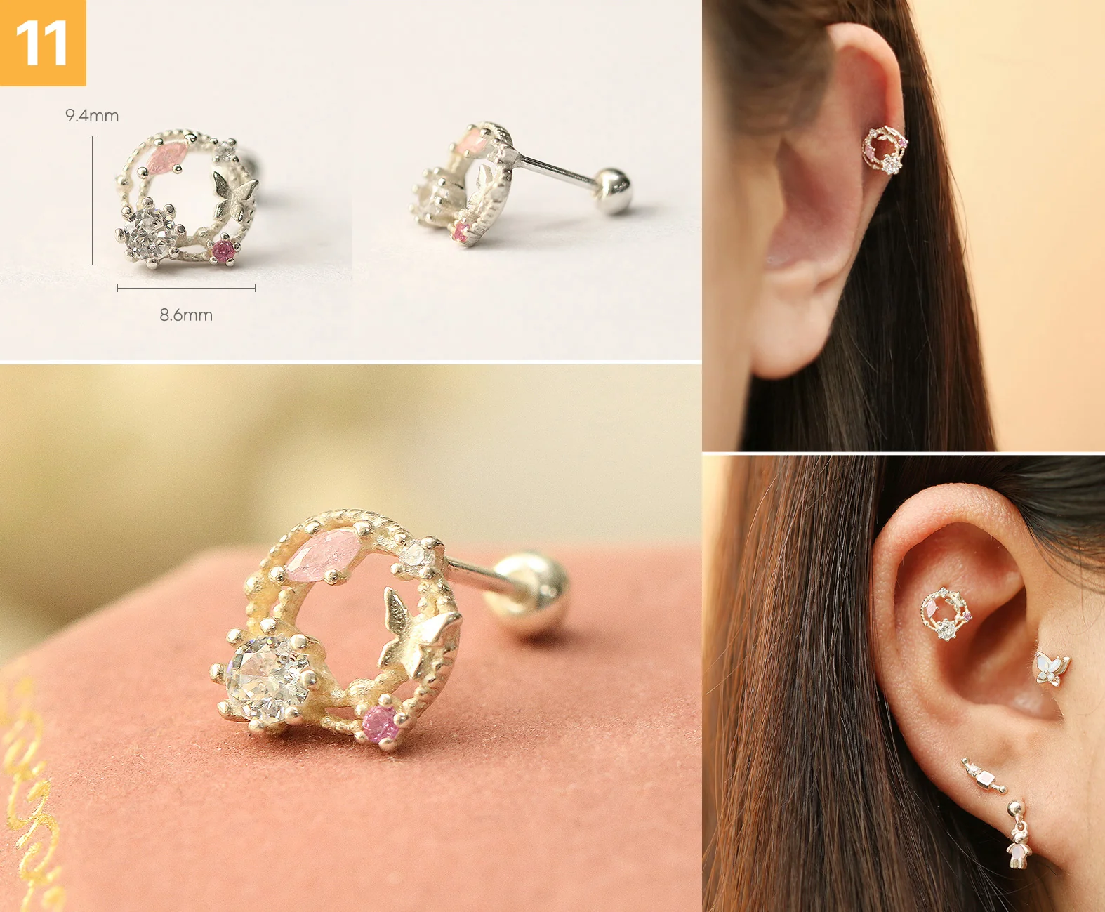 925 Silver Lovely cartilage earring 20g - Image 12