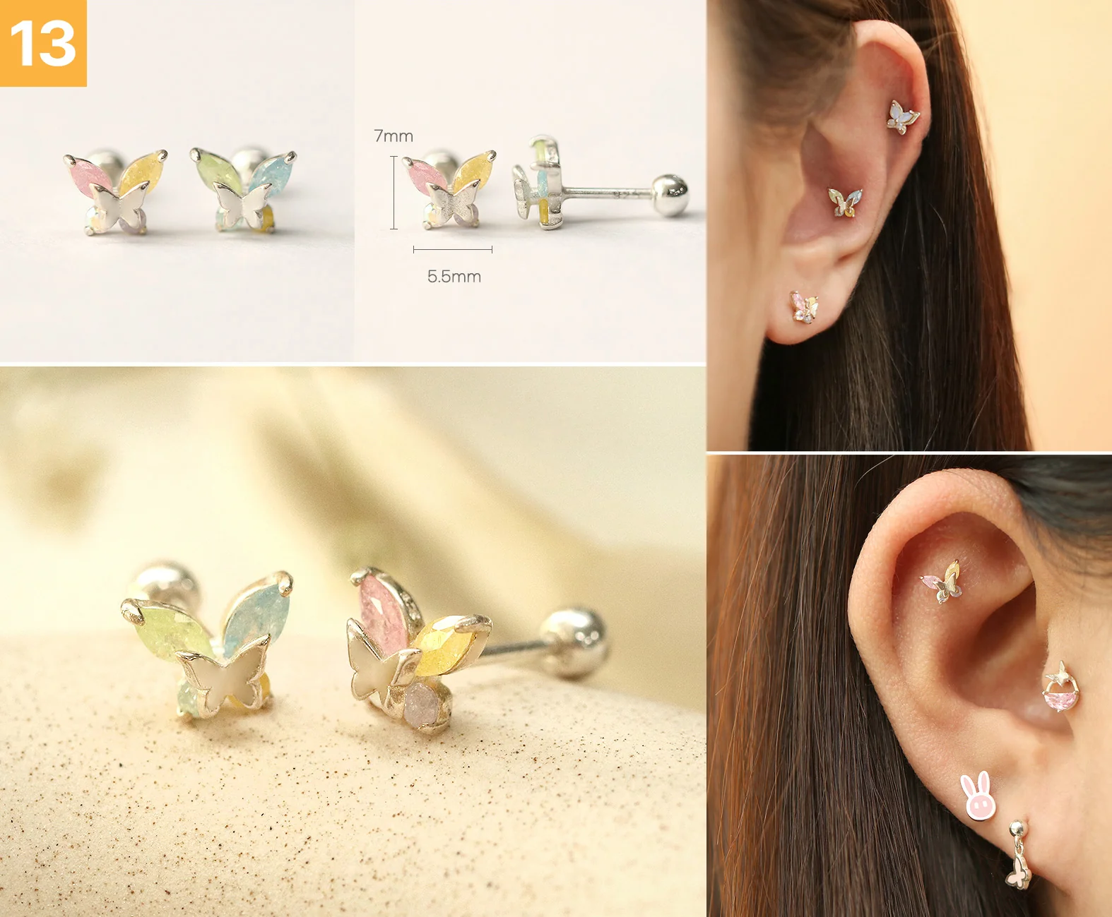 925 Silver Lovely cartilage earring 20g - Image 14
