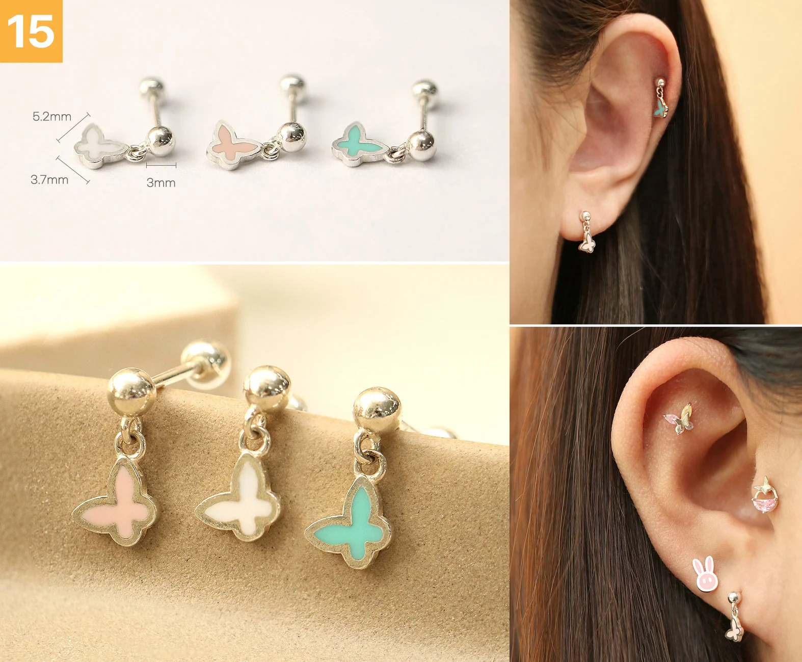 925 Silver Lovely cartilage earring 20g - Image 16