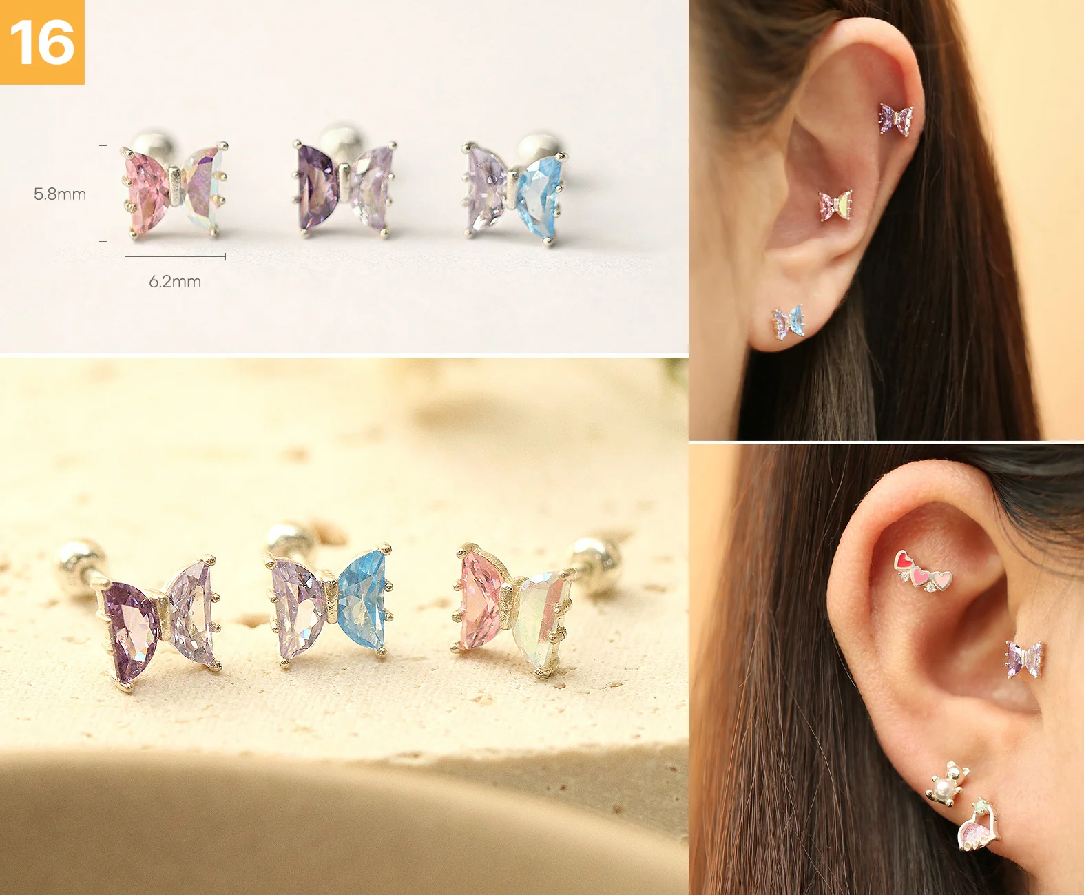 925 Silver Lovely cartilage earring 20g - Image 17