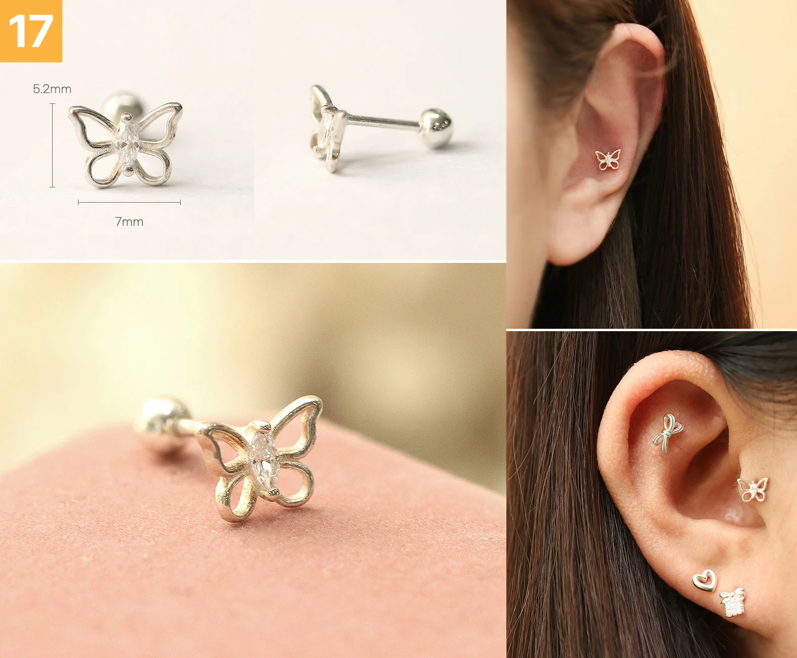 925 Silver Lovely cartilage earring 20g - Image 18