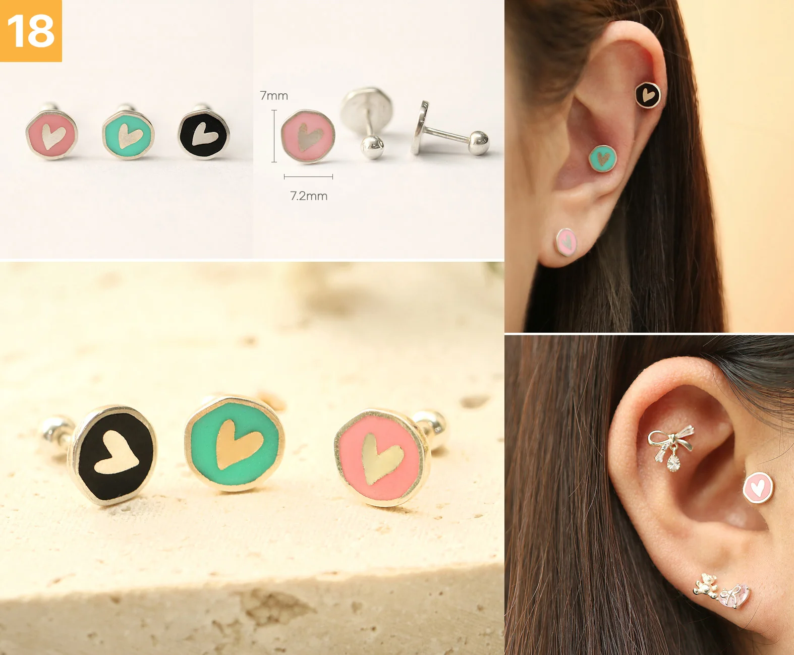 925 Silver Lovely cartilage earring 20g - Image 19