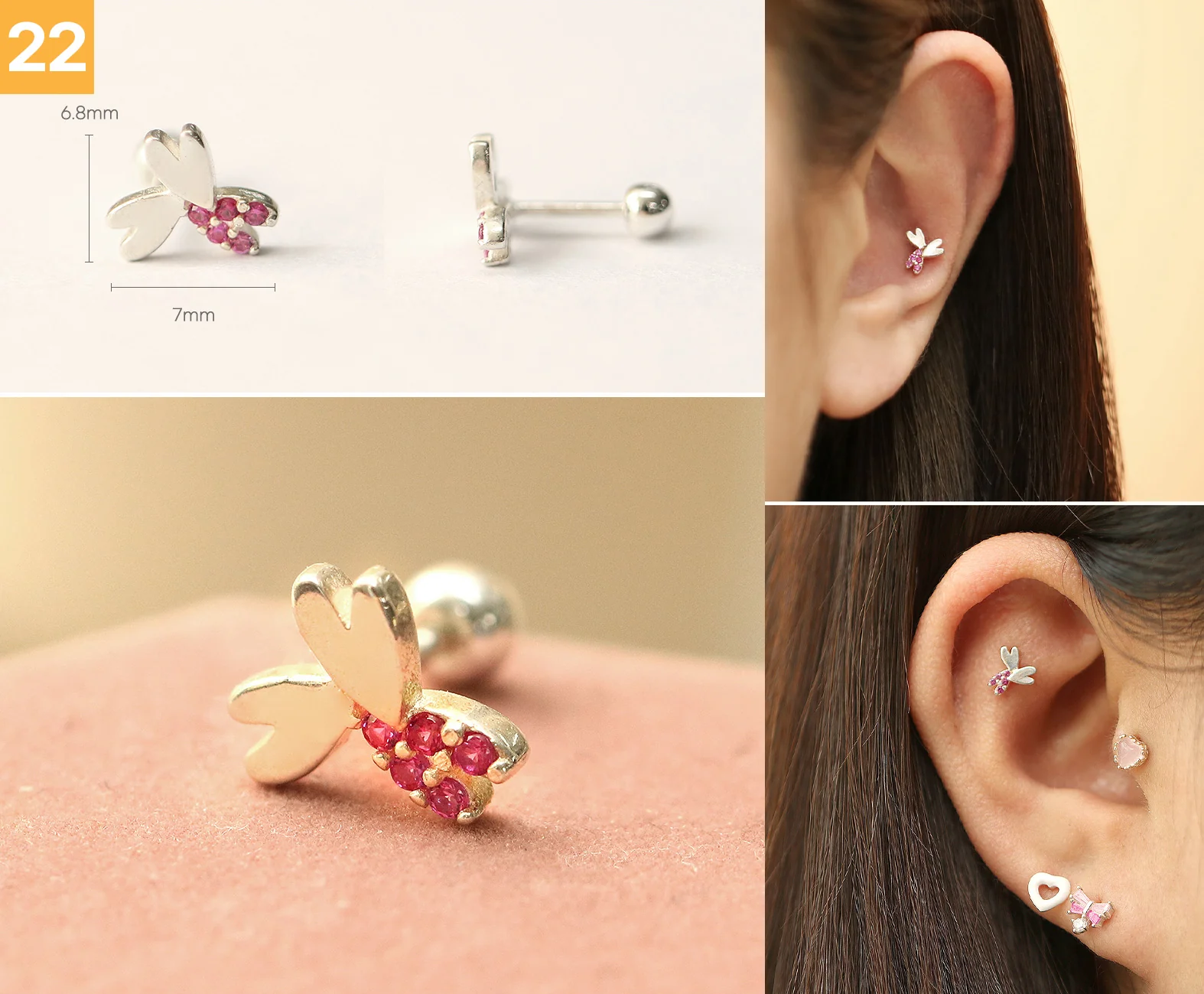 925 Silver Lovely cartilage earring 20g - Image 23