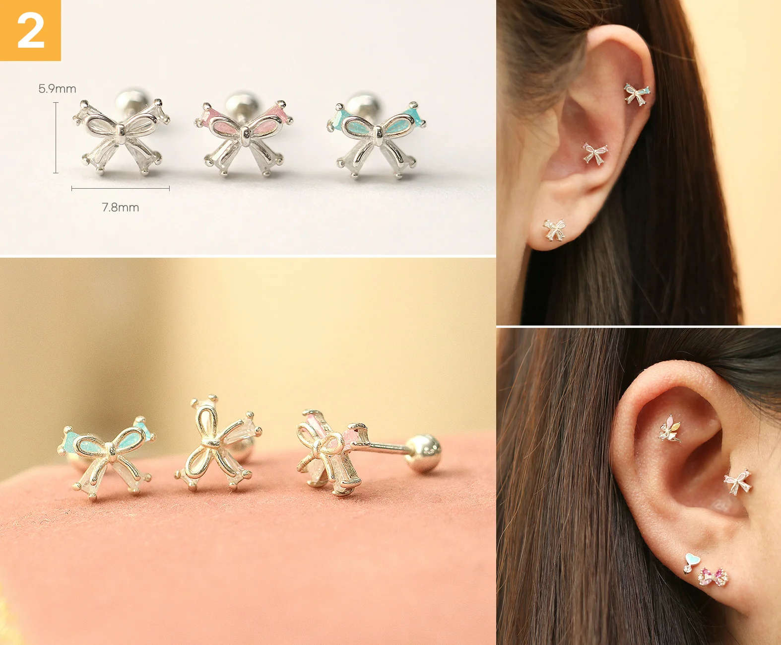 925 Silver Lovely cartilage earring 20g - Image 3