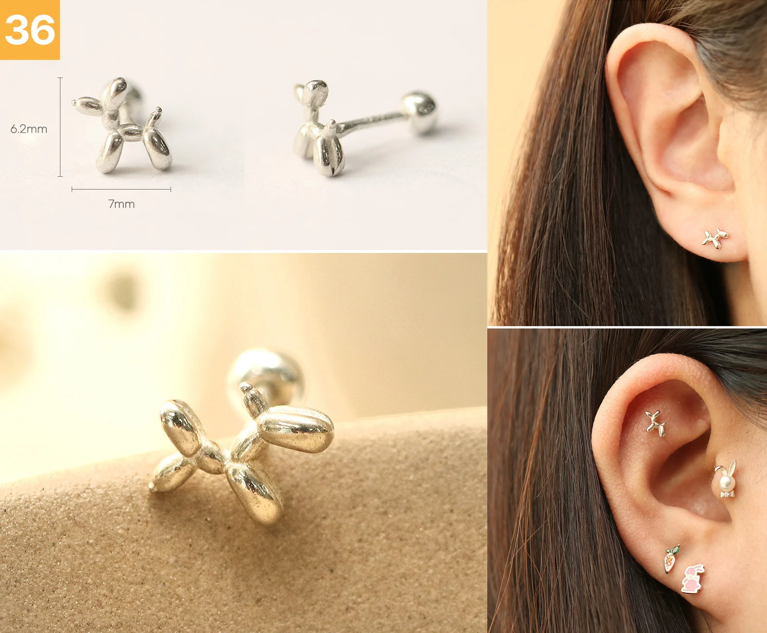 925 Silver Lovely cartilage earring 20g - Image 37
