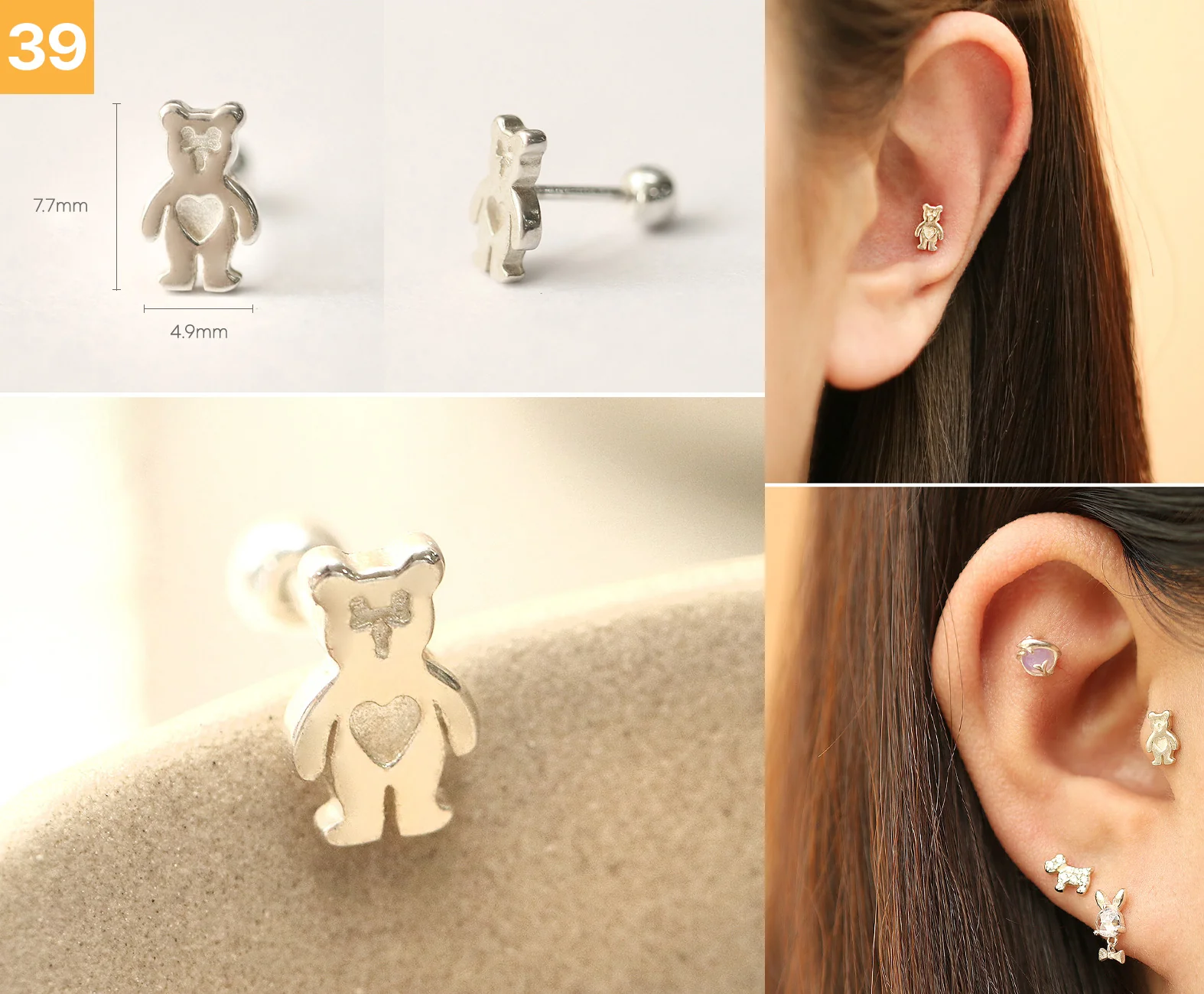 925 Silver Lovely cartilage earring 20g - Image 40