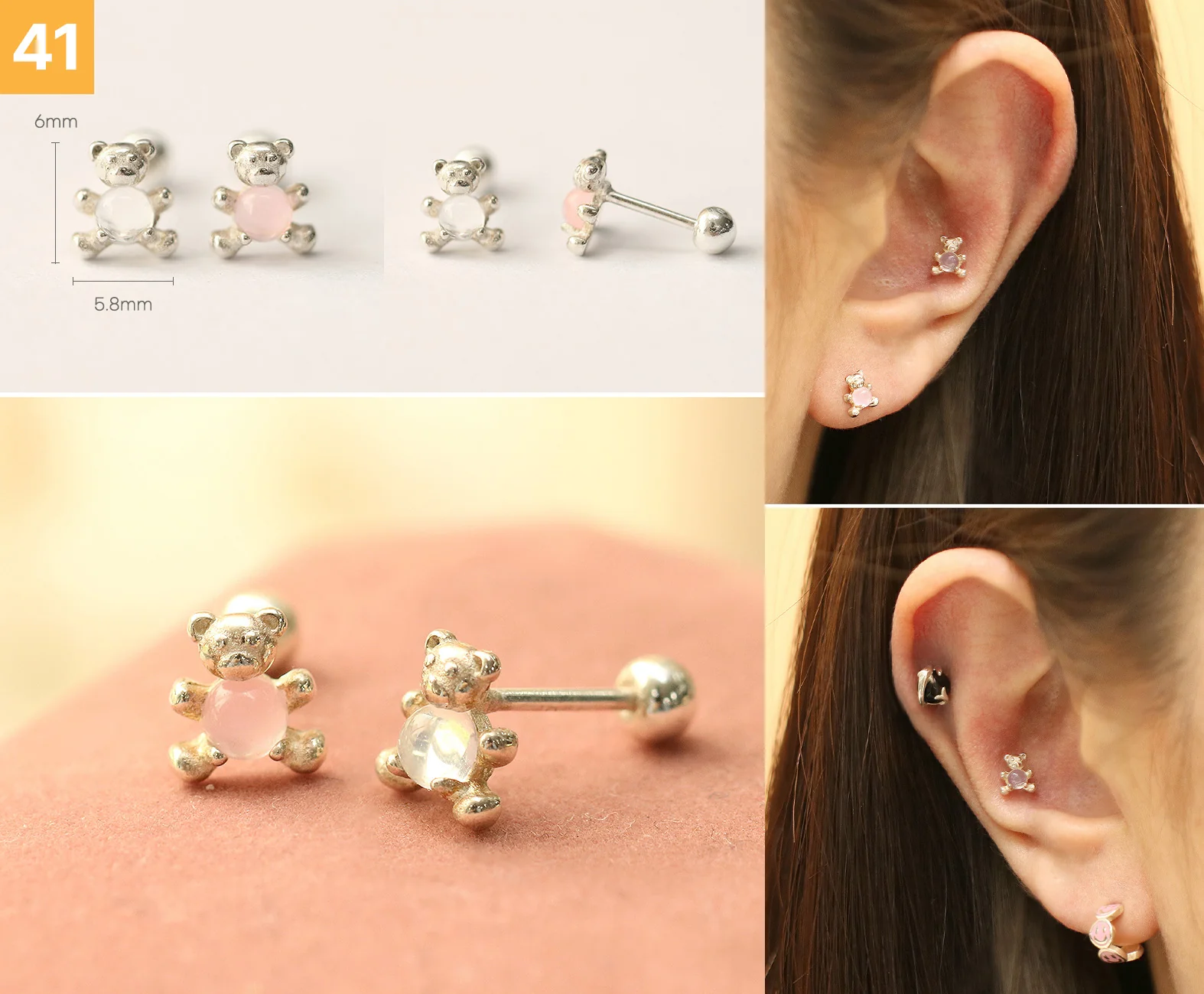 925 Silver Lovely cartilage earring 20g - Image 42