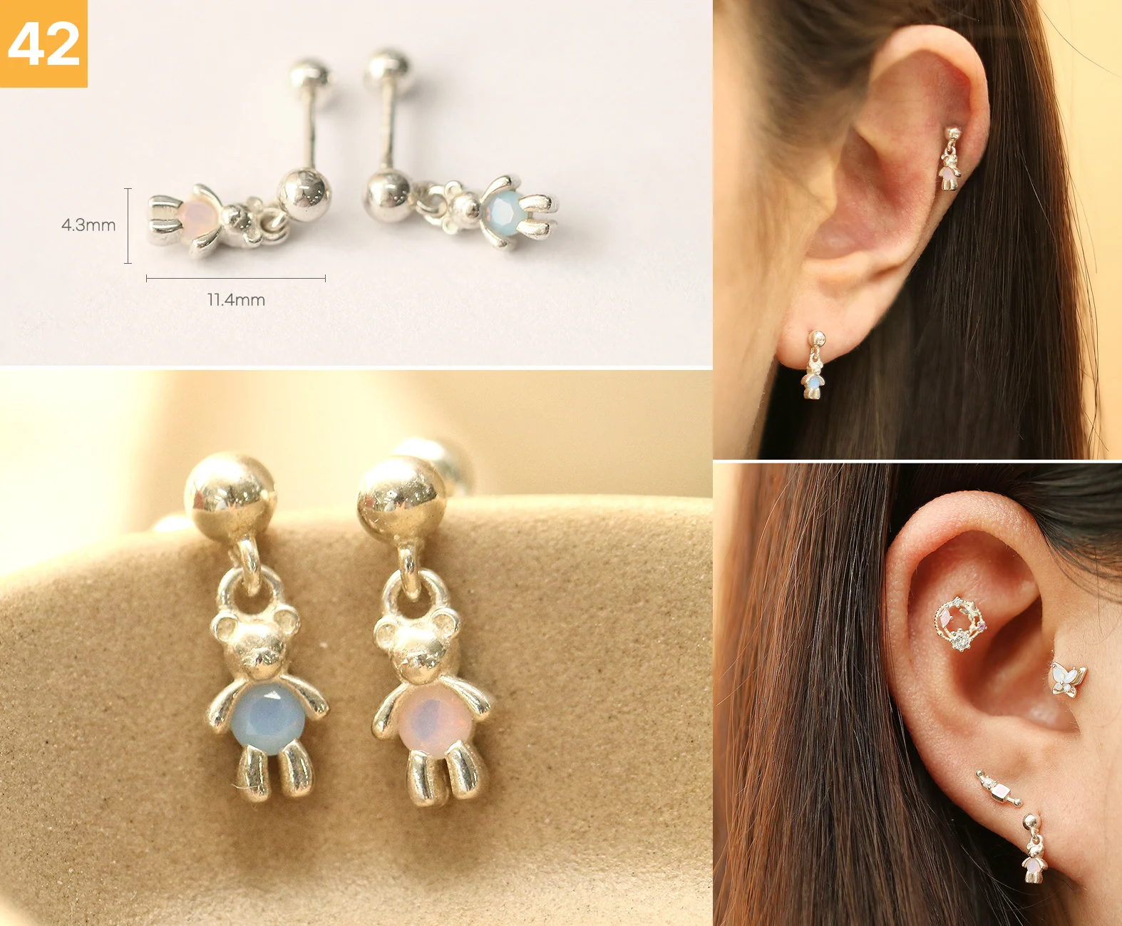 925 Silver Lovely cartilage earring 20g - Image 43
