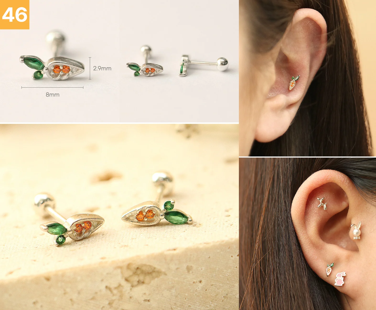 925 Silver Lovely cartilage earring 20g - Image 47