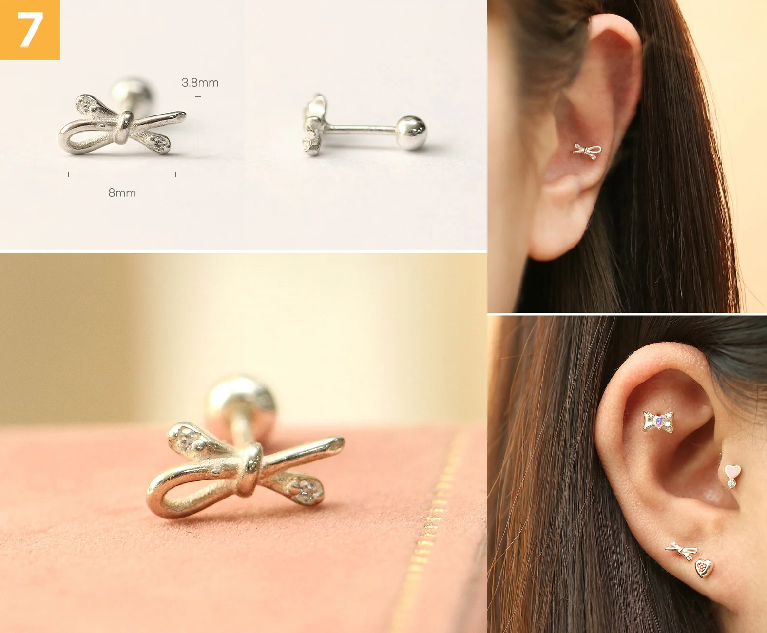 925 Silver Lovely cartilage earring 20g - Image 8