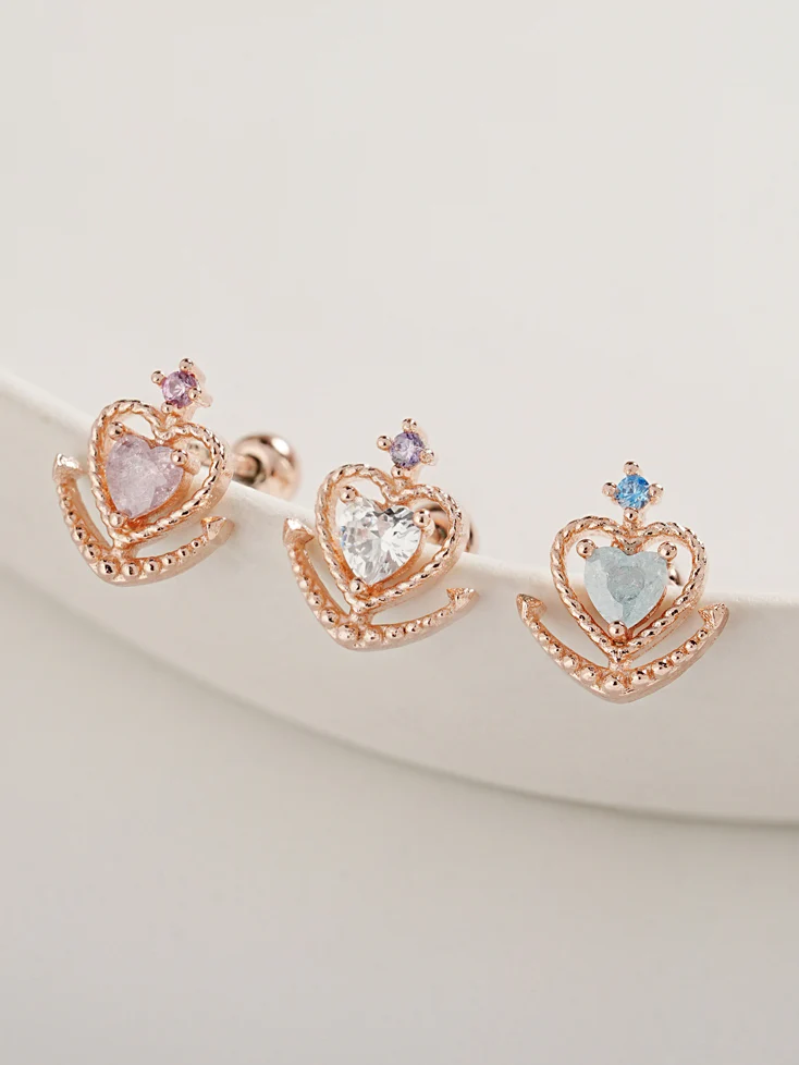 925 Silver Object Heart Cartilage Earring 20G - Image 3