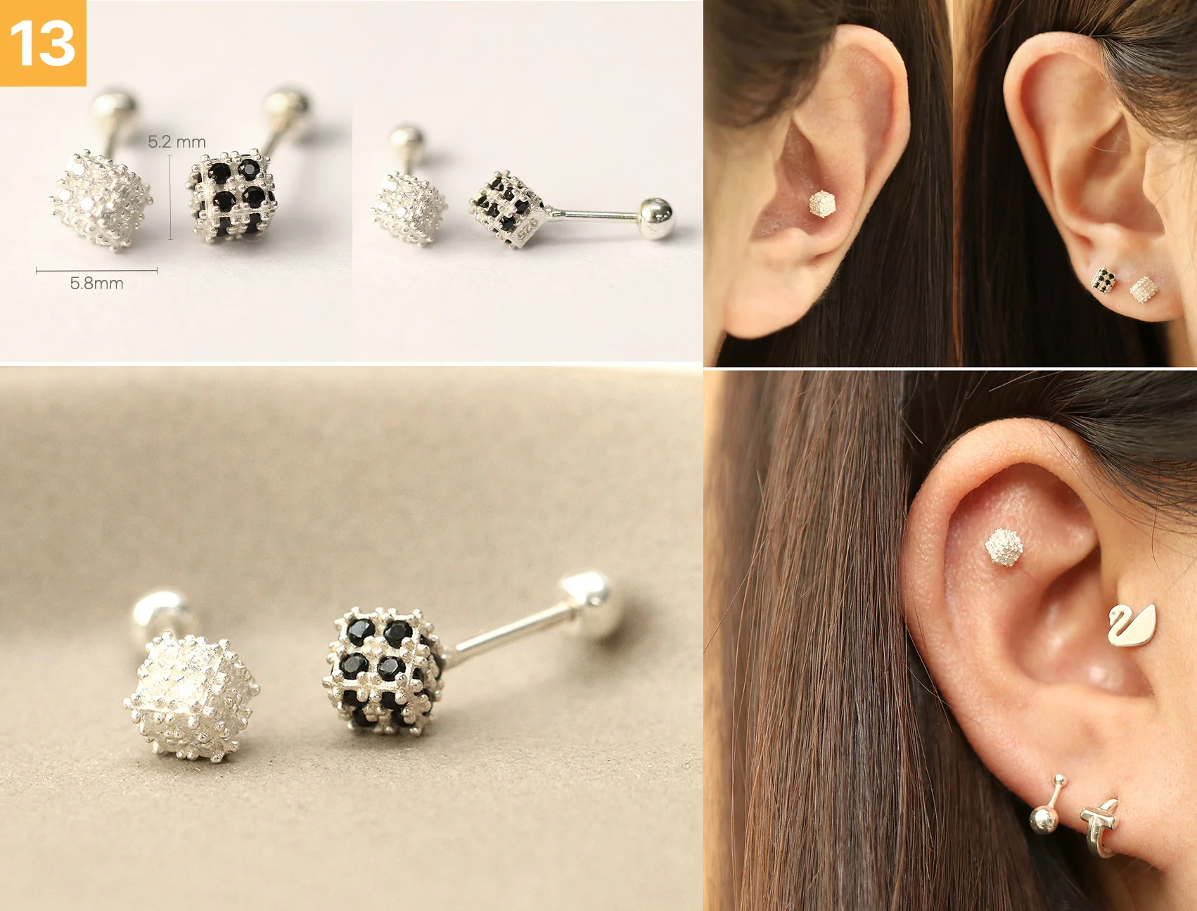 925 Silver Simple Daily Cartilage Earring 20G - Image 14