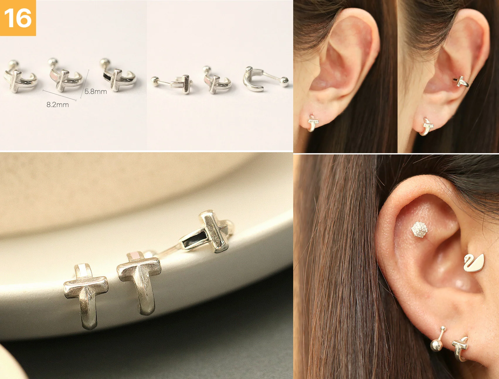 925 Silver Simple Daily Cartilage Earring 20G - Image 17