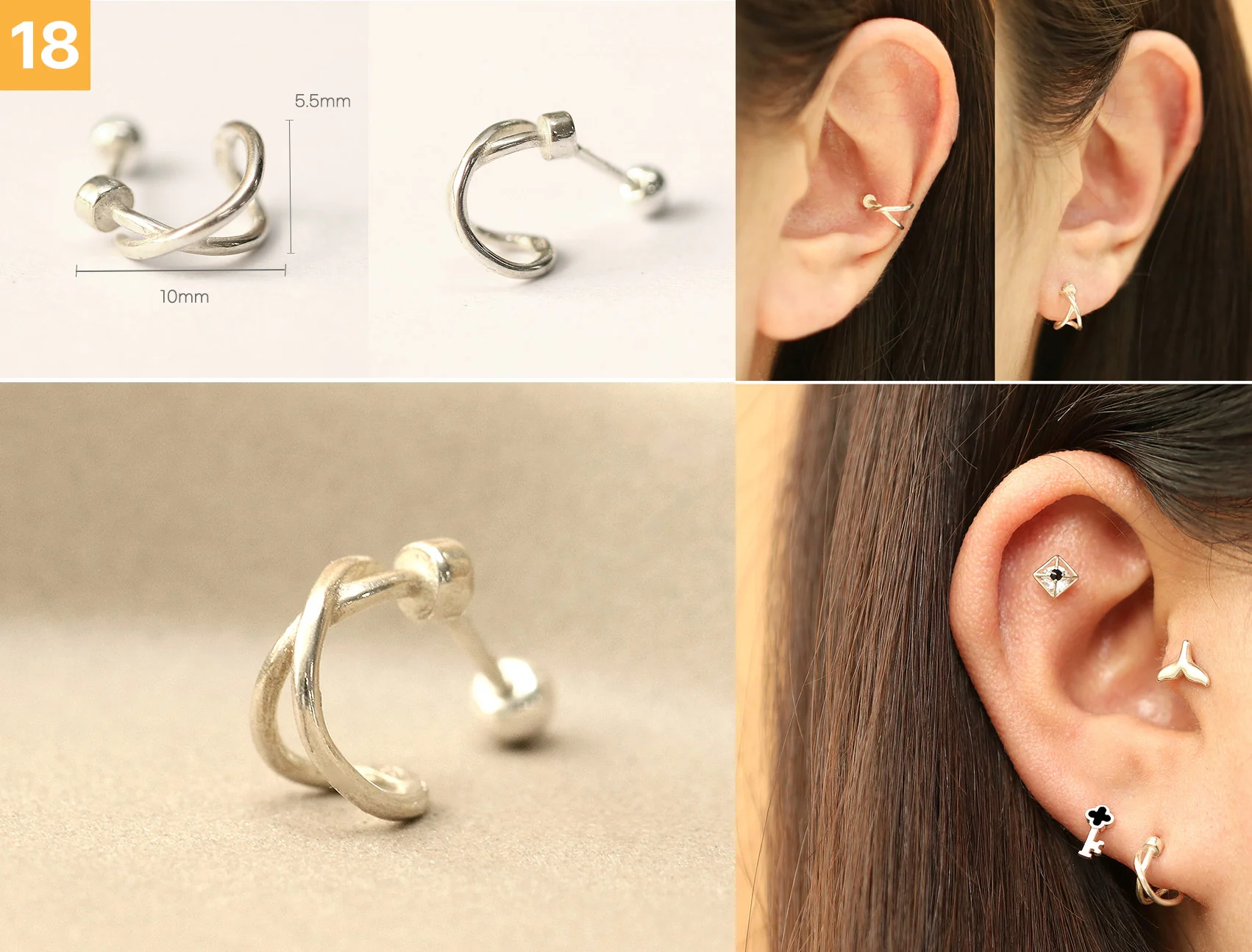 925 Silver Simple Daily Cartilage Earring 20G - Image 19