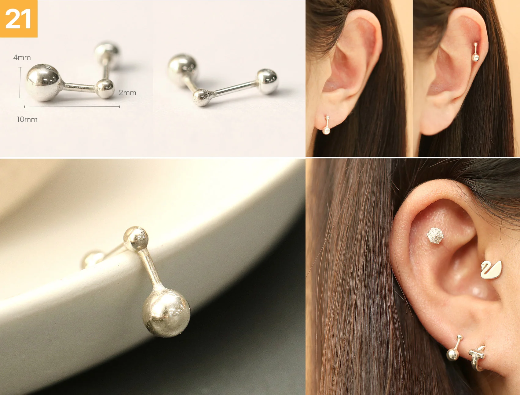 925 Silver Simple Daily Cartilage Earring 20G - Image 22