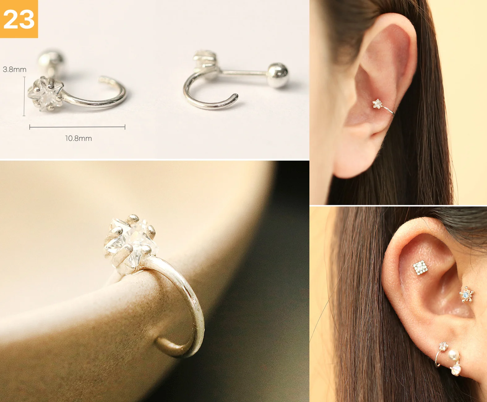 925 Silver Simple Daily Cartilage Earring 20G - Image 24