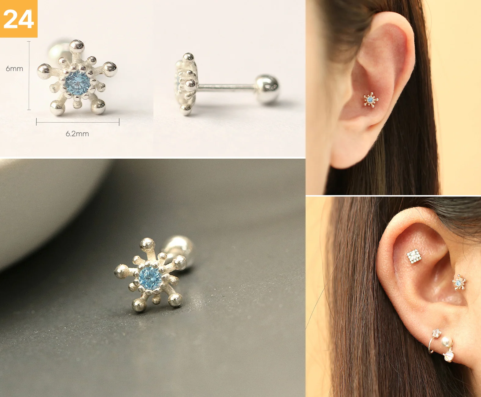 925 Silver Simple Daily Cartilage Earring 20G - Image 25