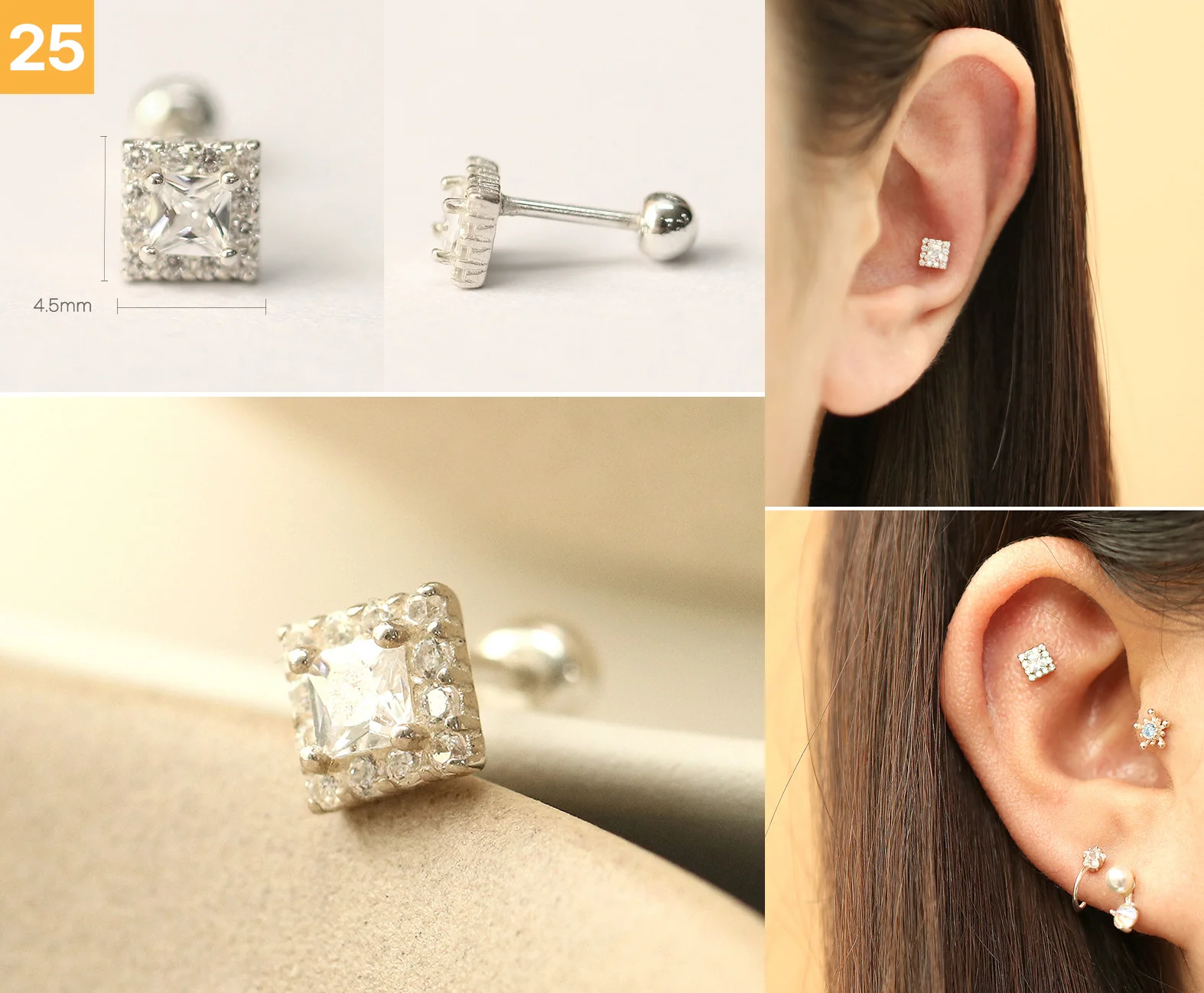 925 Silver Simple Daily Cartilage Earring 20G - Image 26