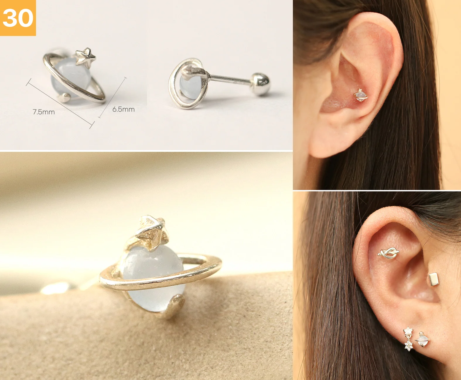 925 Silver Simple Daily Cartilage Earring 20G - Image 31