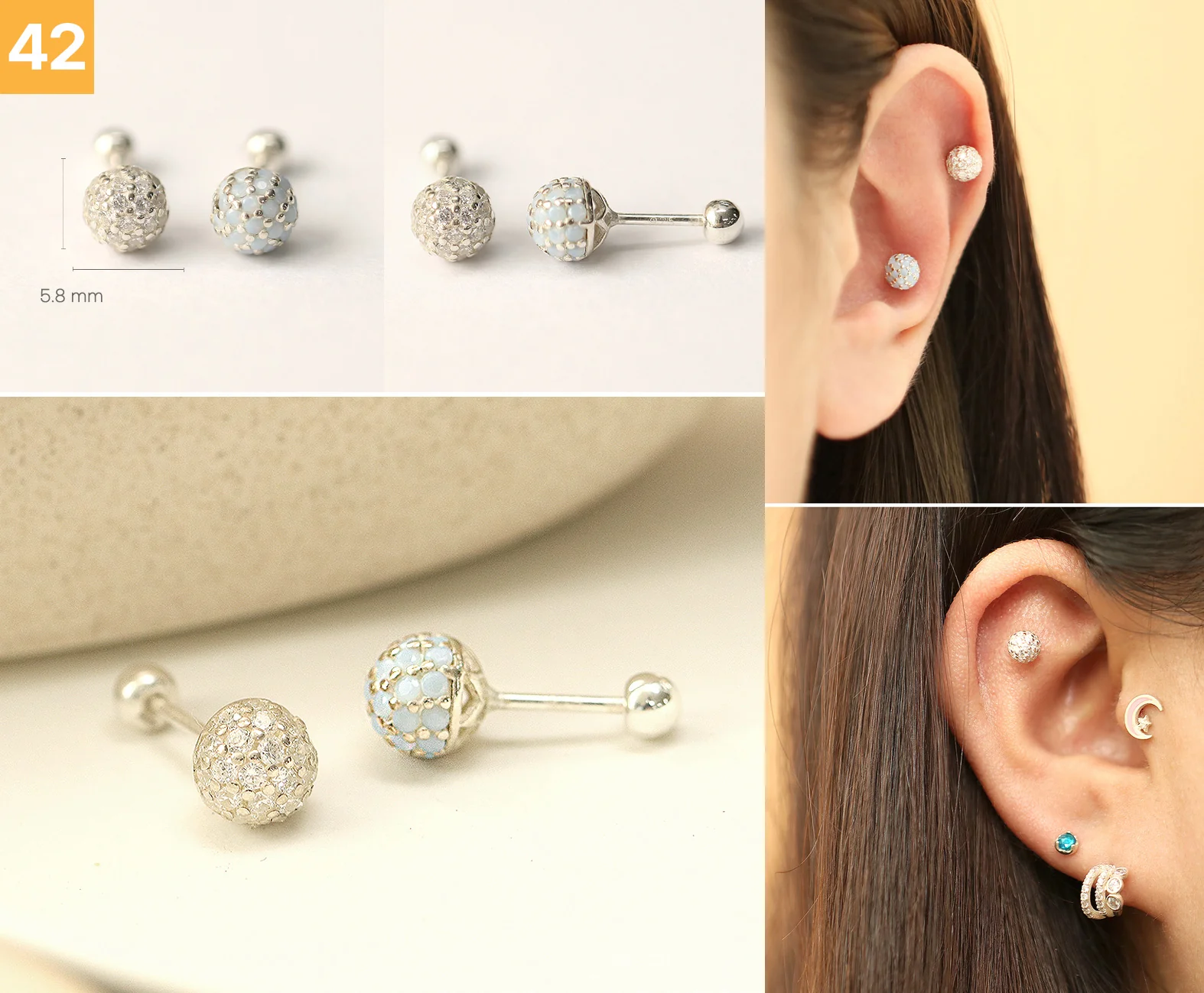 925 Silver Simple Daily Cartilage Earring 20G - Image 43