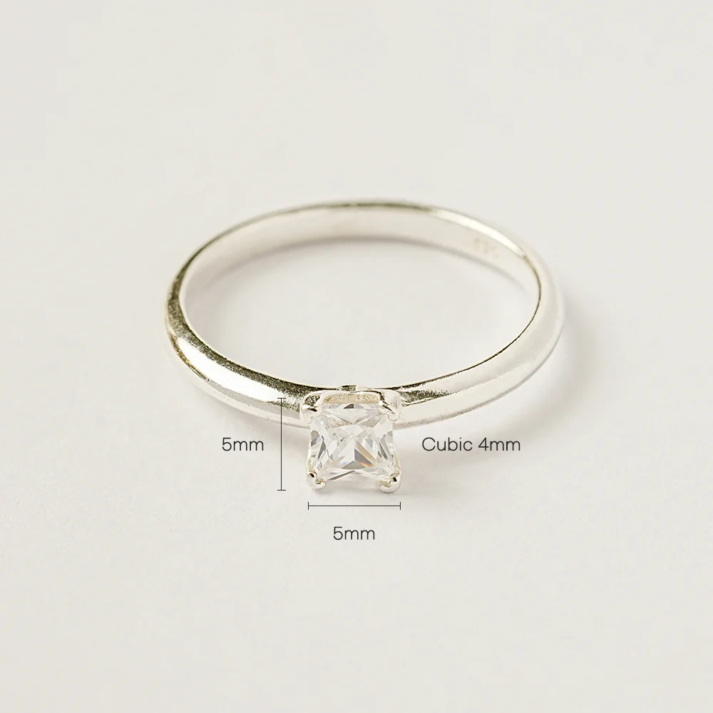 925 Silver Square Crystal Ring - Image 16