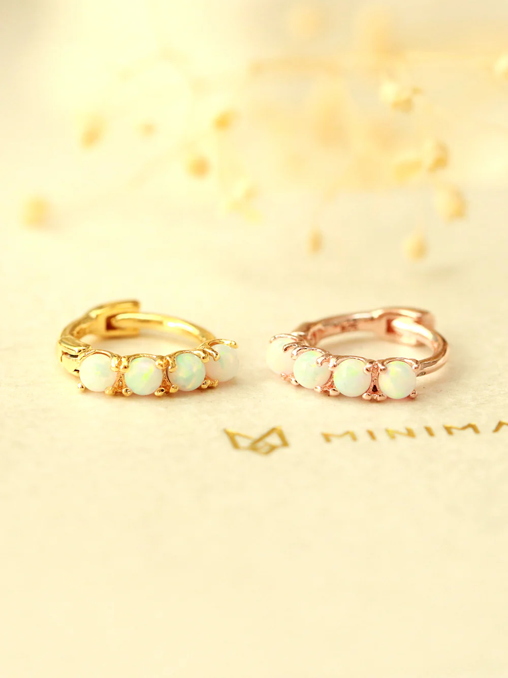 925 Silver Synthetic Opal Hoop Earring - Image 3