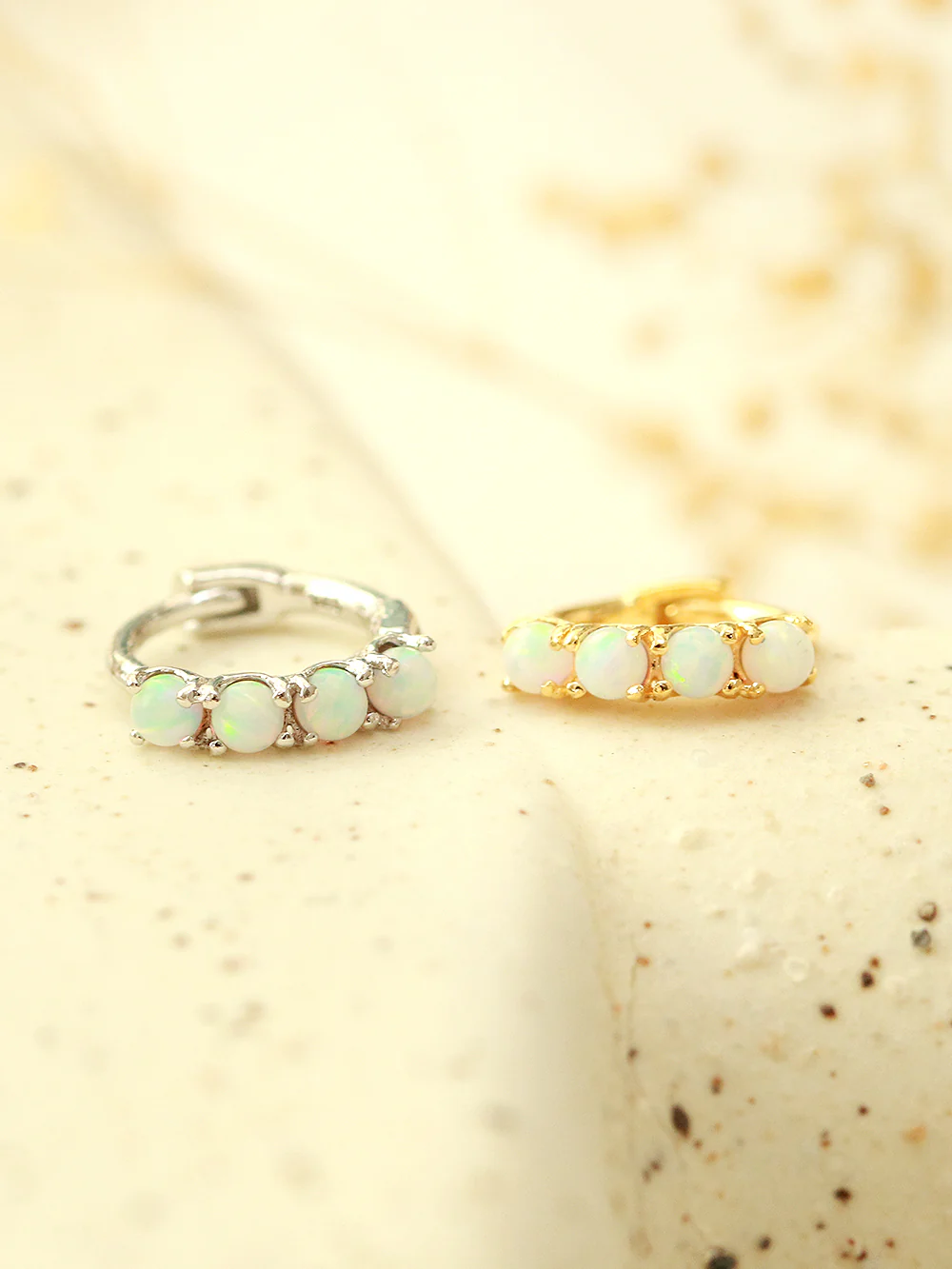 925 Silver Synthetic Opal Hoop Earring - Image 4
