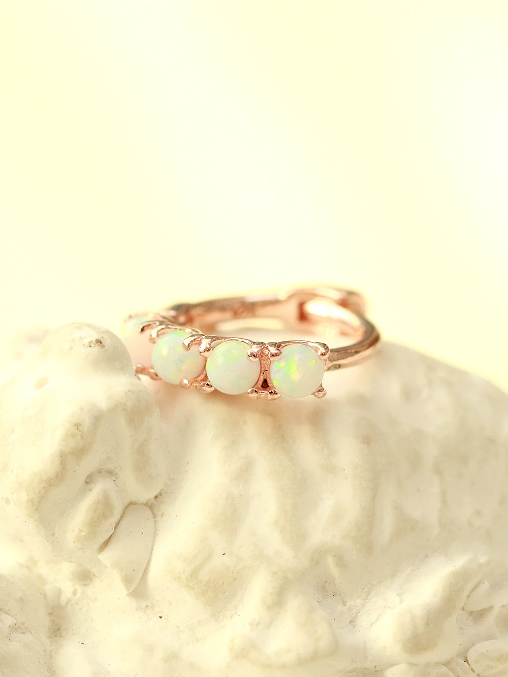 925 Silver Synthetic Opal Hoop Earring - Image 6