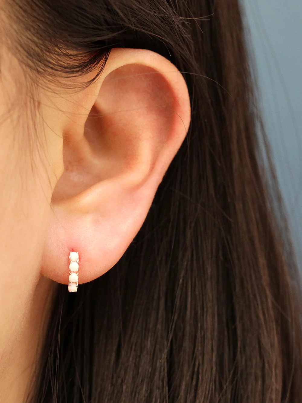 925 Silver Synthetic Opal Hoop Earring - Image 8