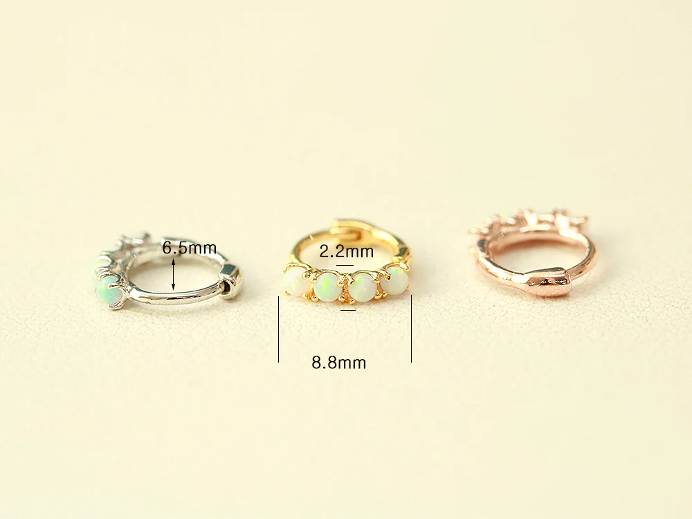 925 Silver Synthetic Opal Hoop Earring - Image 9