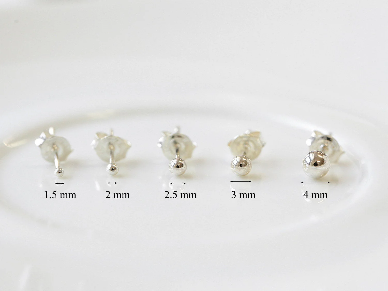 925 Silver Tiny Ball Stud Earring - Image 11