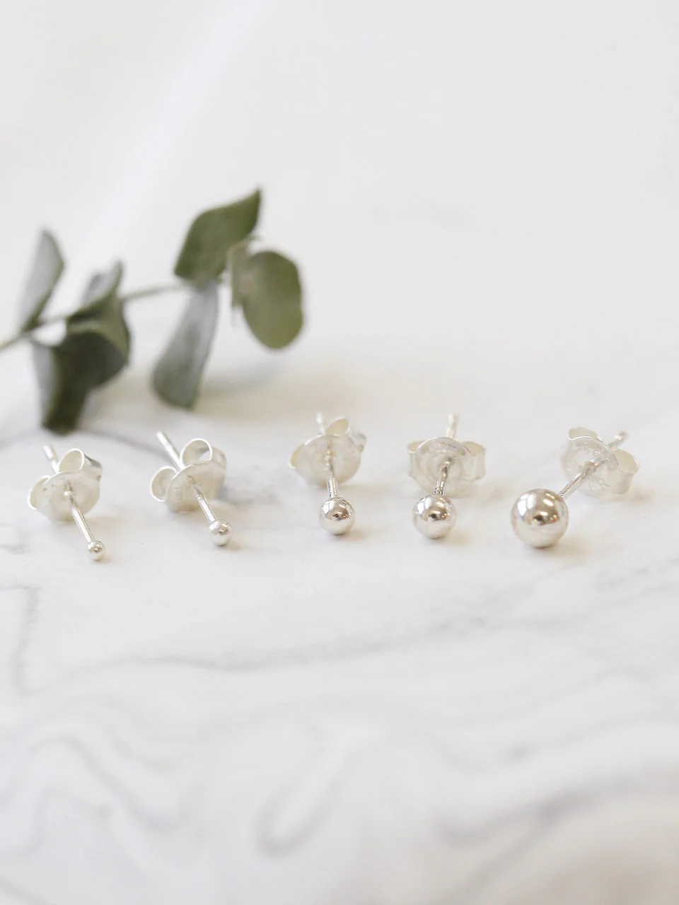 925 Silver Tiny Ball Stud Earring - Image 4