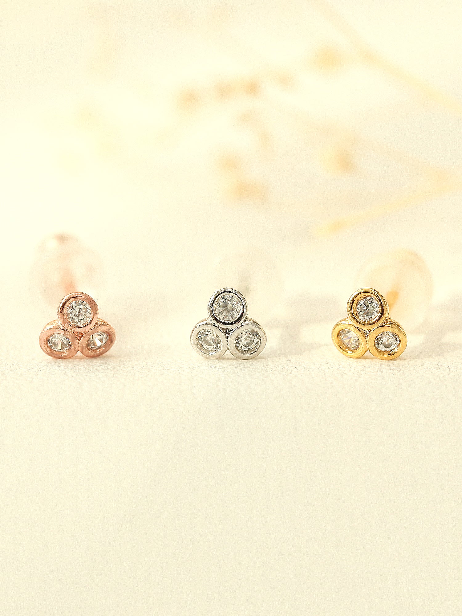 925 Silver Triangle Cubic Stud Earring - Image 3