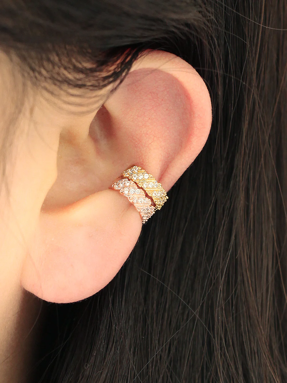 925 Silver Twist Cubic Ear Cuff - Image 3