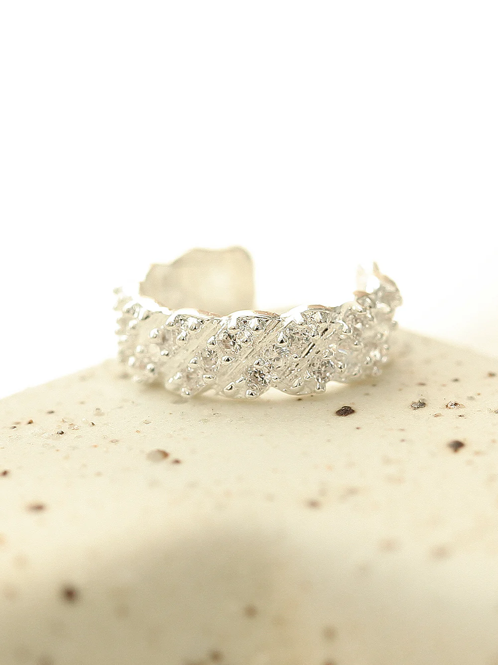 925 Silver Twist Cubic Ear Cuff - Image 5