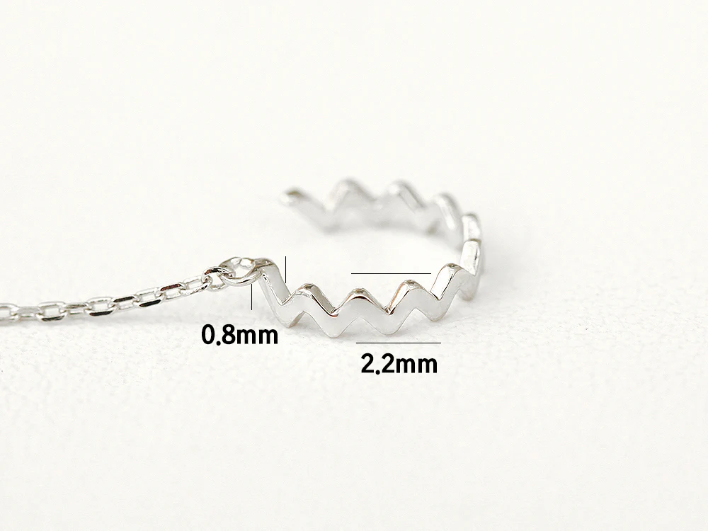 925 Silver Zigzag Long Chain Ear Cuff - Image 10