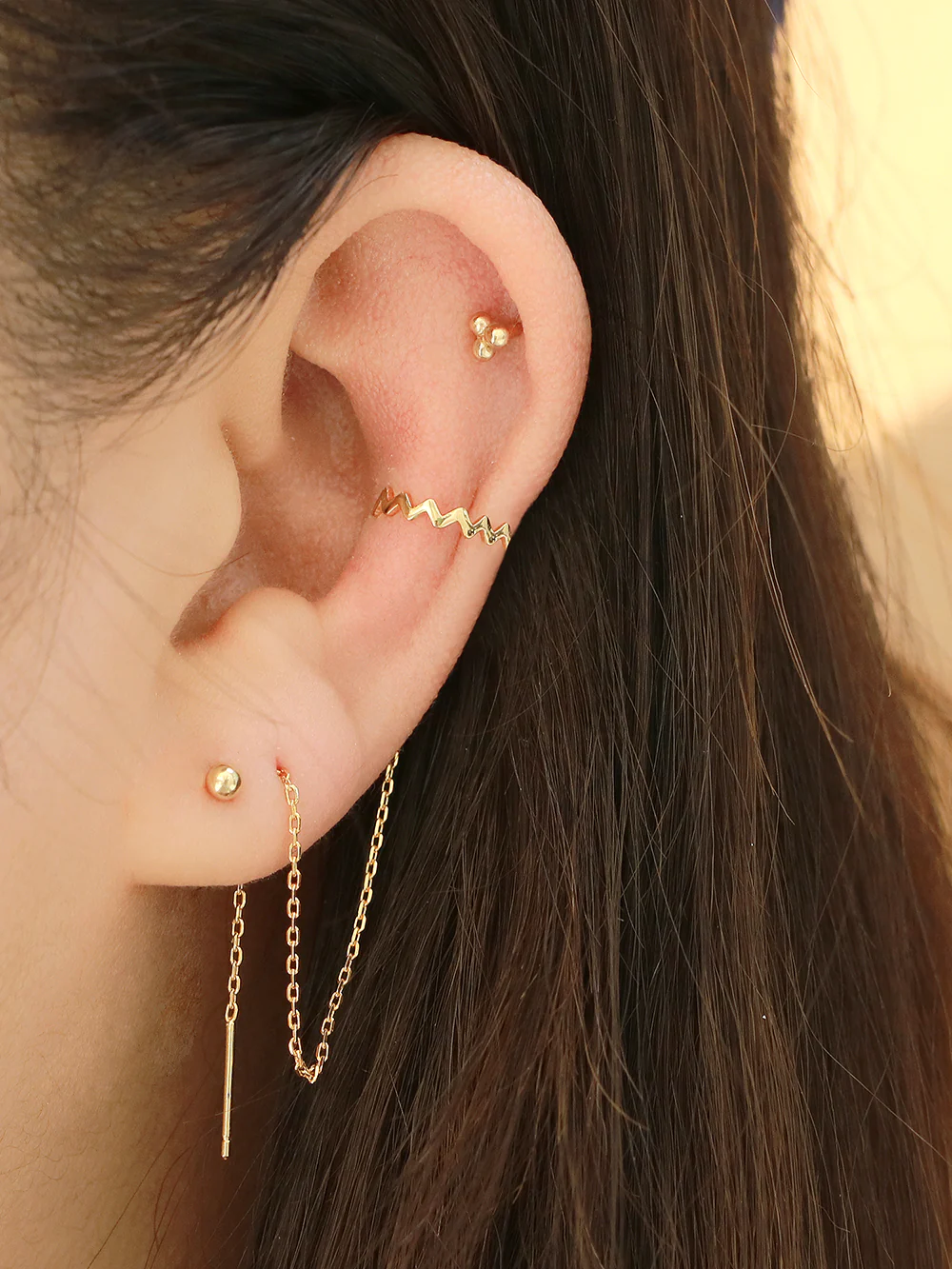 925 Silver Zigzag Long Chain Ear Cuff - Image 5