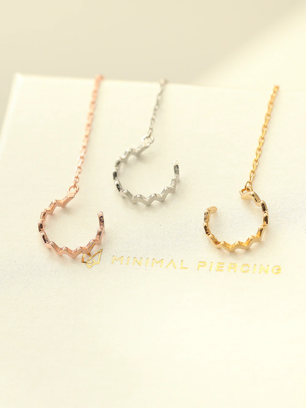 925 Silver Zigzag Long Chain Ear Cuff - Image 7