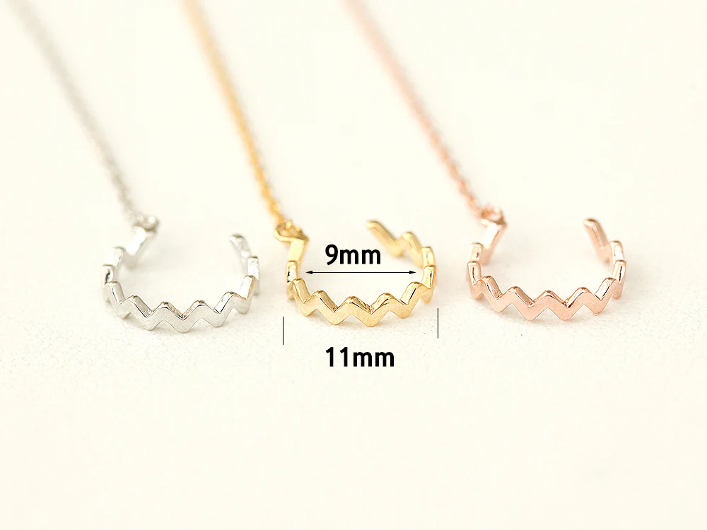 925 Silver Zigzag Long Chain Ear Cuff - Image 9