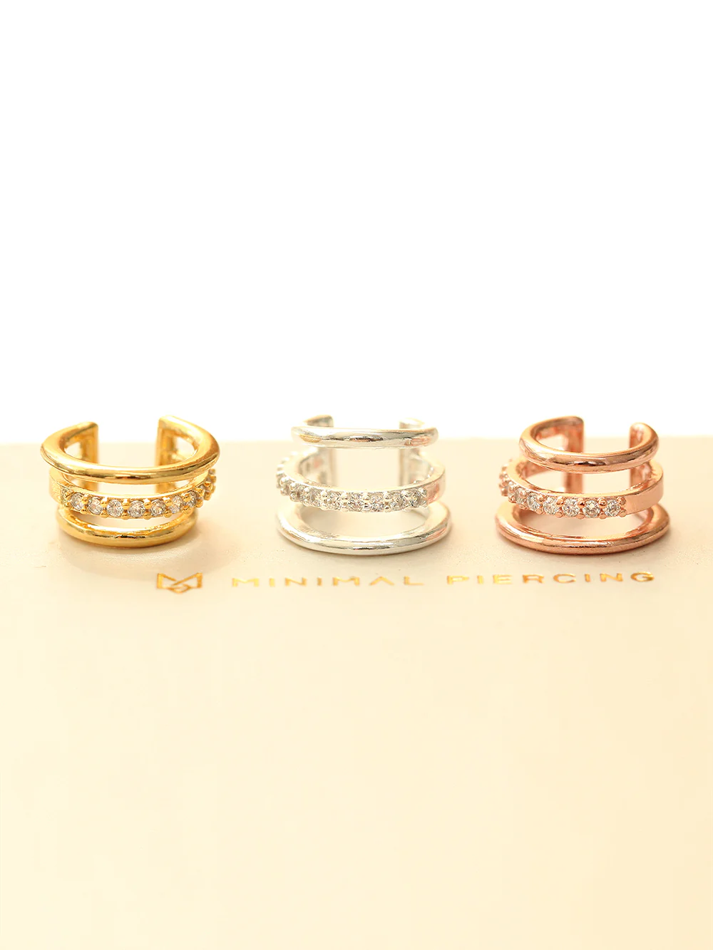 925 Silver Triple Cubic Ear Cuff - Image 3