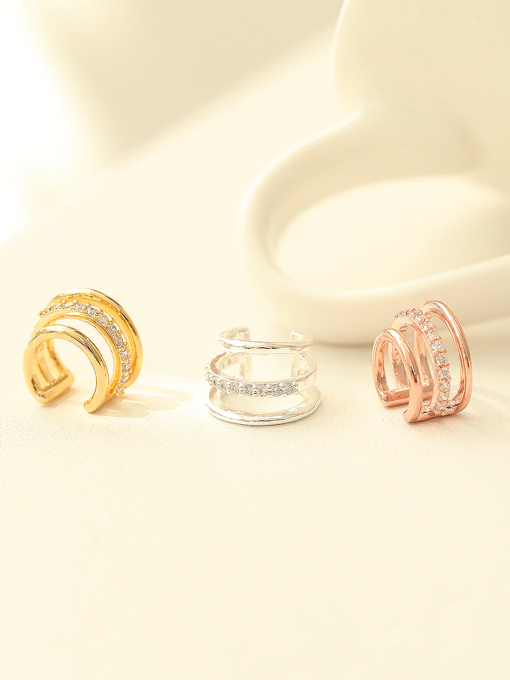 925 Silver Triple Cubic Ear Cuff - Image 4