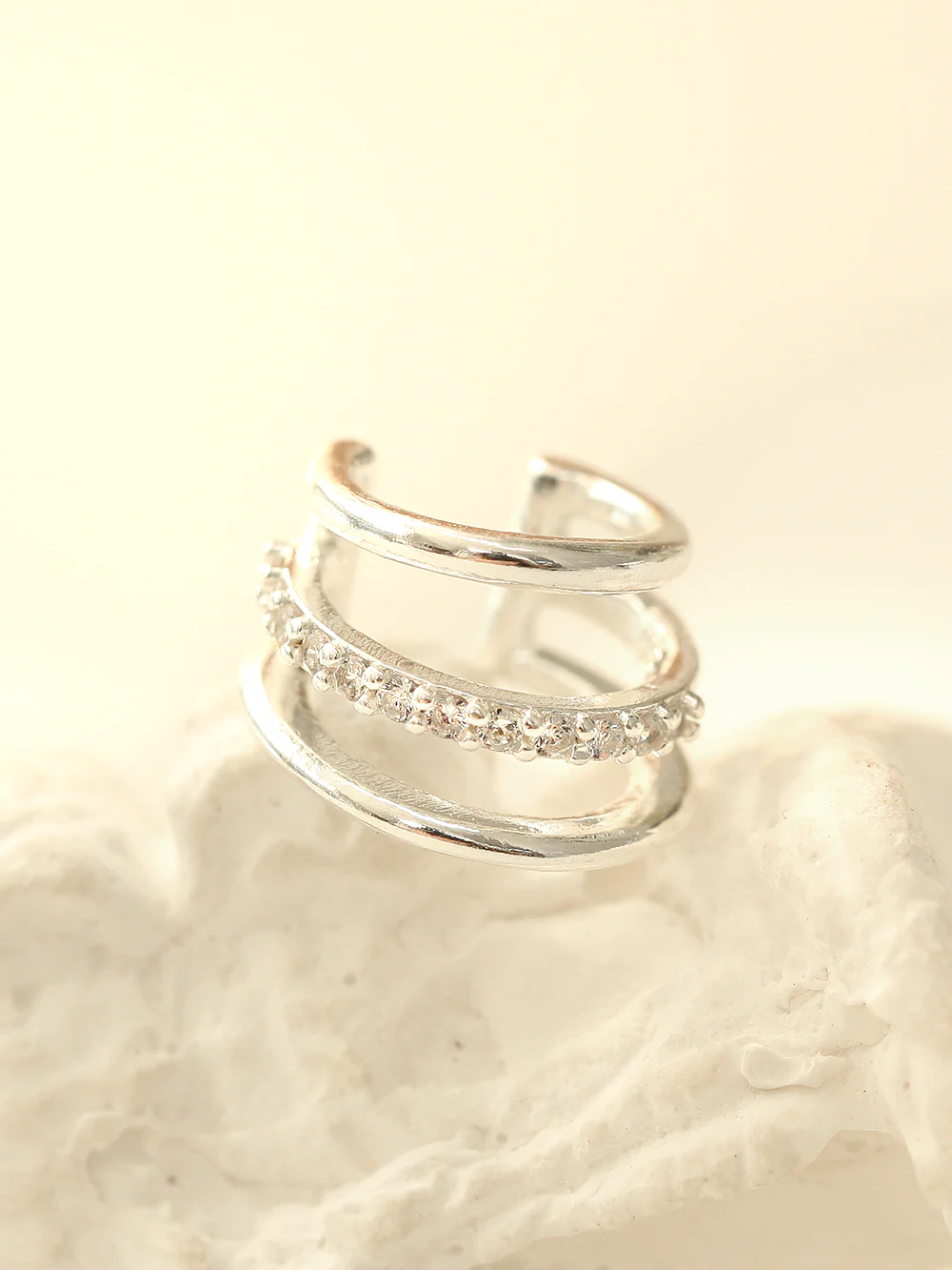 925 Silver Triple Cubic Ear Cuff - Image 6