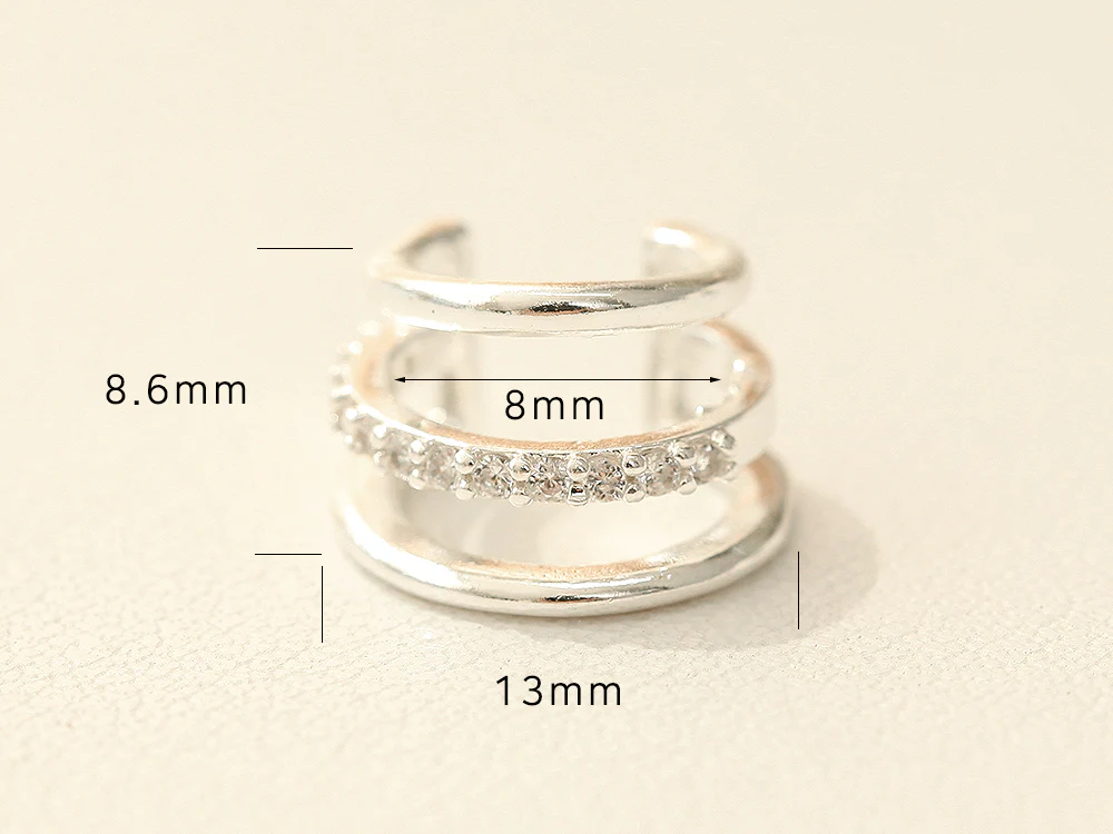 925 Silver Triple Cubic Ear Cuff - Image 7