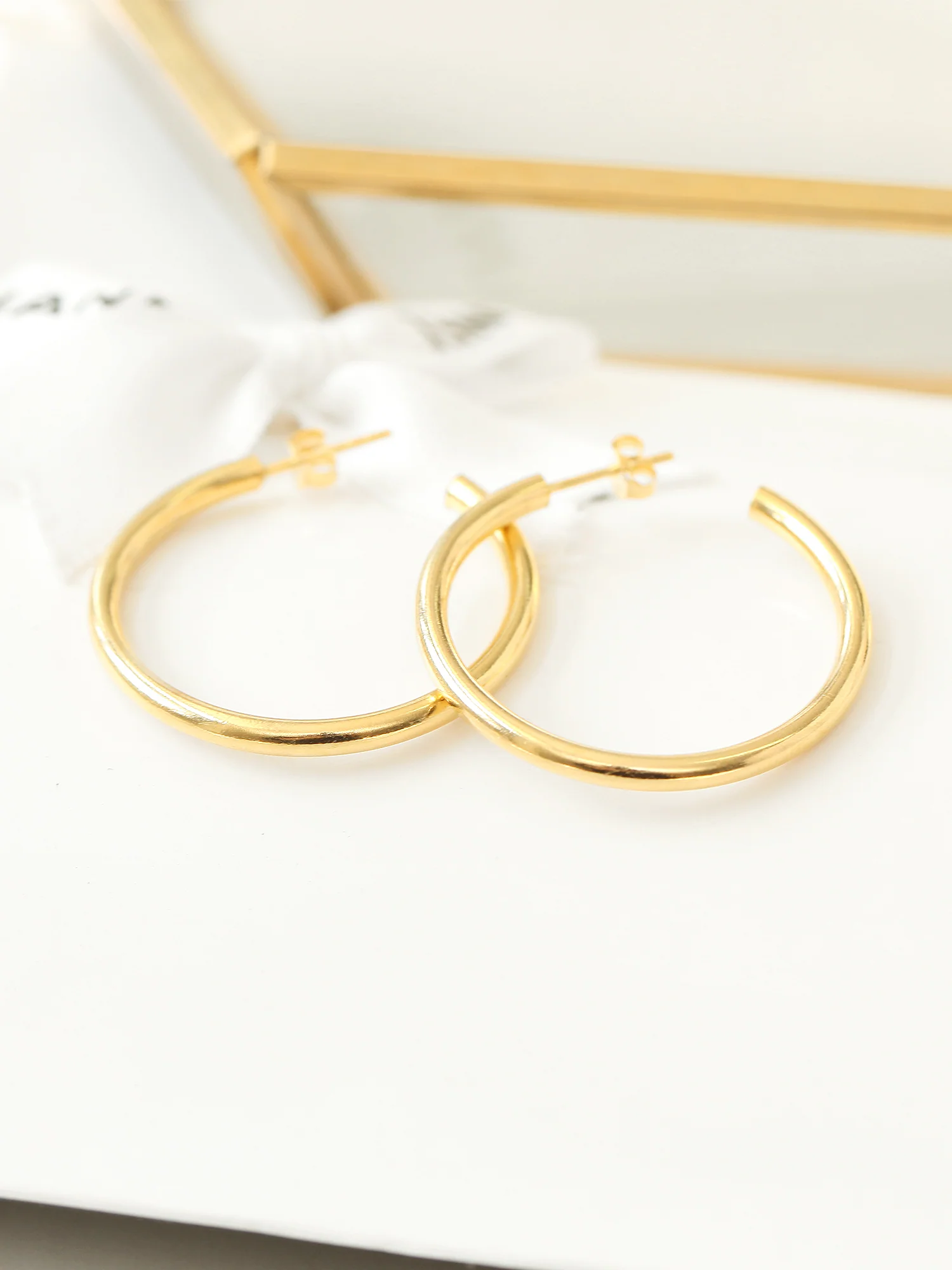 925 Silver Bold Hoop Stud Earring - Image 3