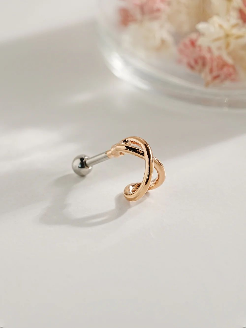 Bling Cross Line Cartilage Ear Piercing 16G - Image 2