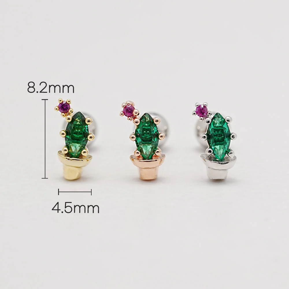 Cactus CZ Cartilage Ear Piercing 18G16G - Image 3