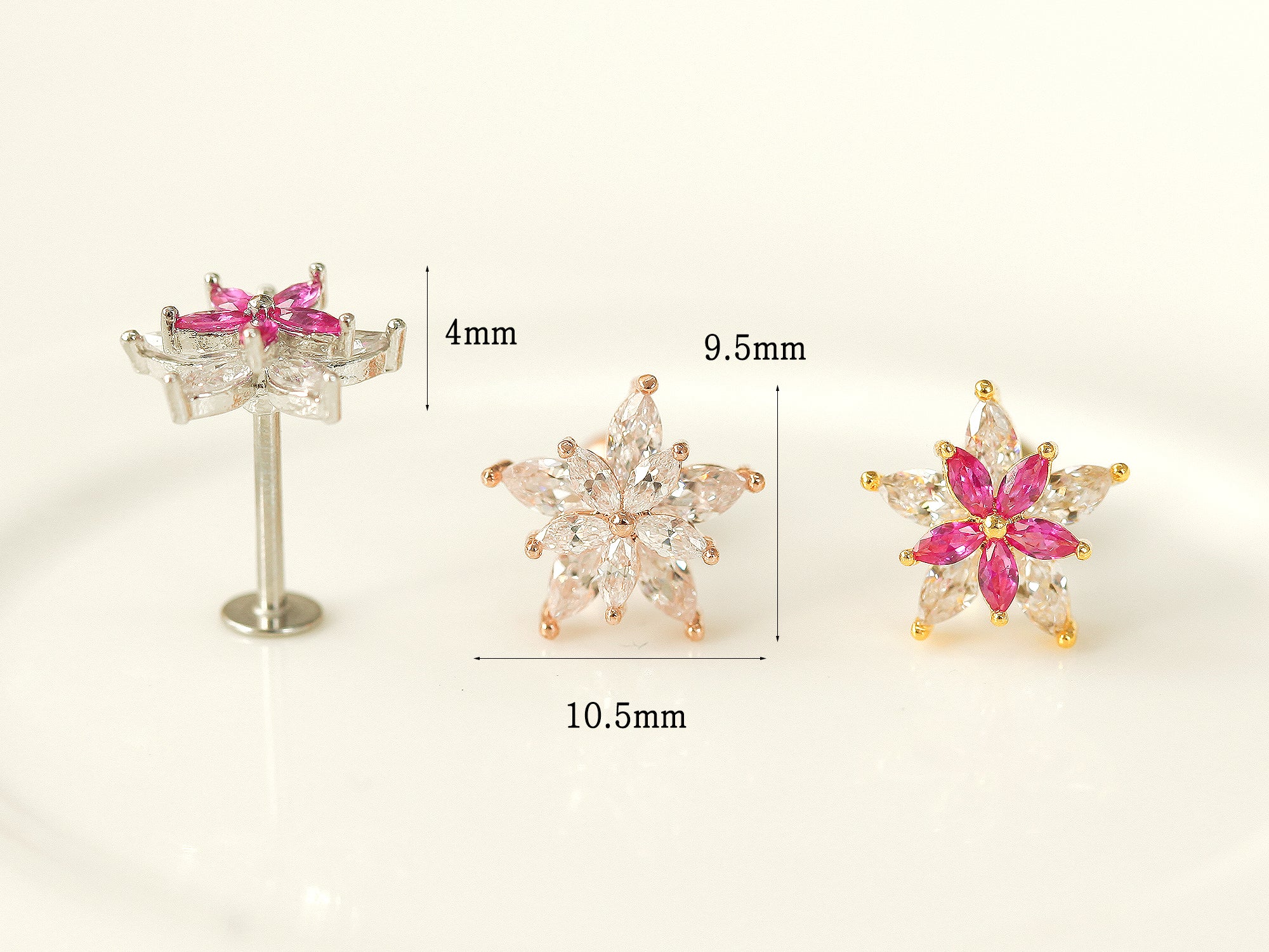 Crystal Pink Flower Piercing - Image 10